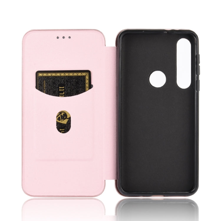 Carbon Fiber Texture Magnetic Horizontal Flip TPU + PC + PU Leather Case with Rope & Card Slot, For Motorola Moto One Macro / G8 Play