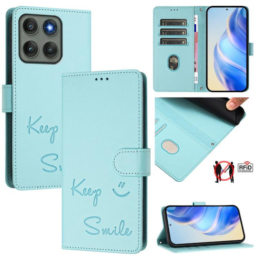 Smile Embossing RFID Leather Phone Case, For Motorola Edge 60 Pro / 60s Pro 5G, For Motorola Edge 60 Fusion, For Motorola Moto G Stylus 5G 2025