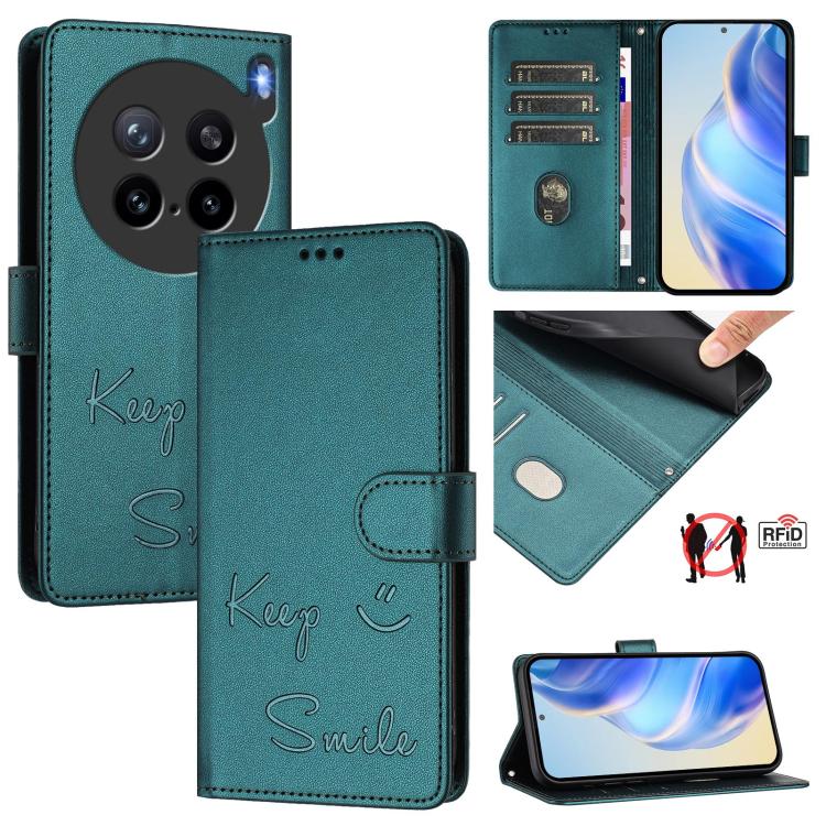 Smile Embossing RFID Leather Phone Case, For vivo V60 Lite 5G Global, For vivo Y400 5G Global, For vivo Y400 4G, For vivo V60 5G Global, For vivo S30 Pro mini, For vivo S30, For vivo X200s 5G, For vivo Y39 5G Global