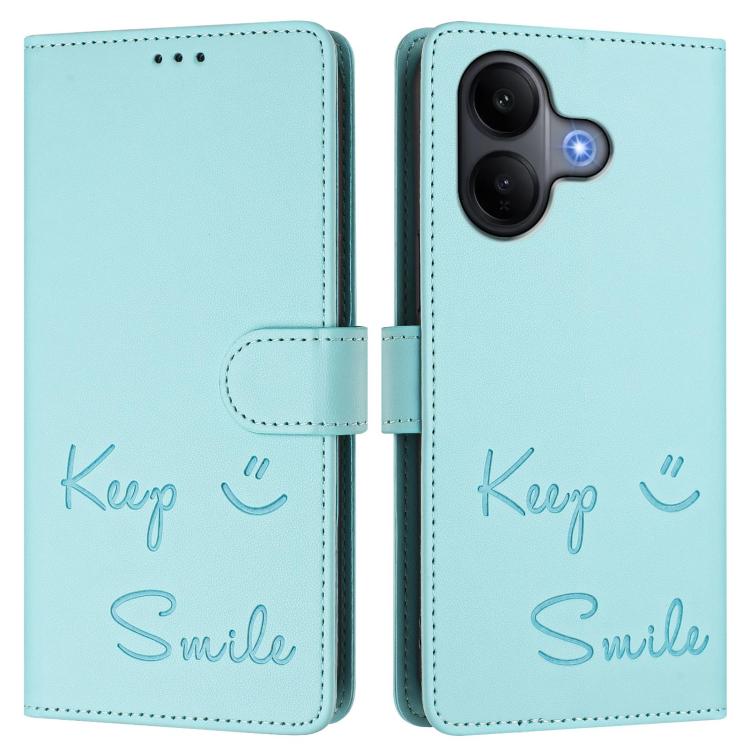 Smile Embossing RFID Leather Phone Case, For vivo V60 Lite 5G Global, For vivo Y400 5G Global, For vivo Y400 4G, For vivo V60 5G Global, For vivo S30 Pro mini, For vivo S30, For vivo X200s 5G, For vivo Y39 5G Global