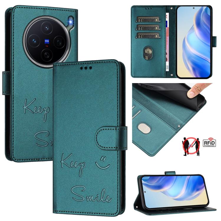 Smile Embossing RFID Leather Phone Case, For vivo X300 FE / S50 Pro mini 5G, For vivo X300s, For vivo Y21 5G 2026 / vivo Y05 4G, For vivo V70 FE 5G, For vivo X300 Ultra, For vivo X300 Pro 5G, For vivo X300 5G, For vivo Y31 5G Global