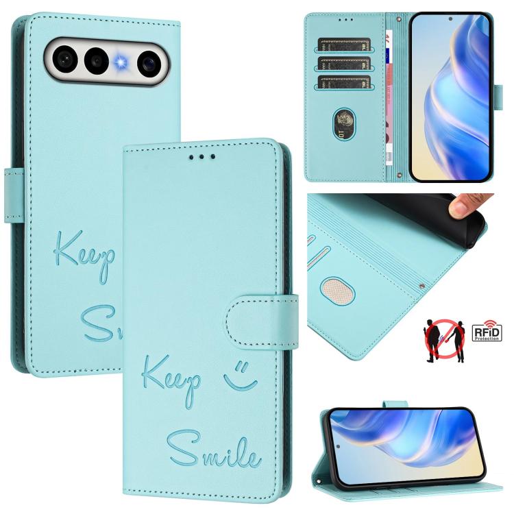 Smile Embossing RFID Leather Phone Case, For vivo X300 FE / S50 Pro mini 5G, For vivo X300s, For vivo Y21 5G 2026 / vivo Y05 4G, For vivo V70 FE 5G, For vivo X300 Ultra, For vivo X300 Pro 5G, For vivo X300 5G, For vivo Y31 5G Global