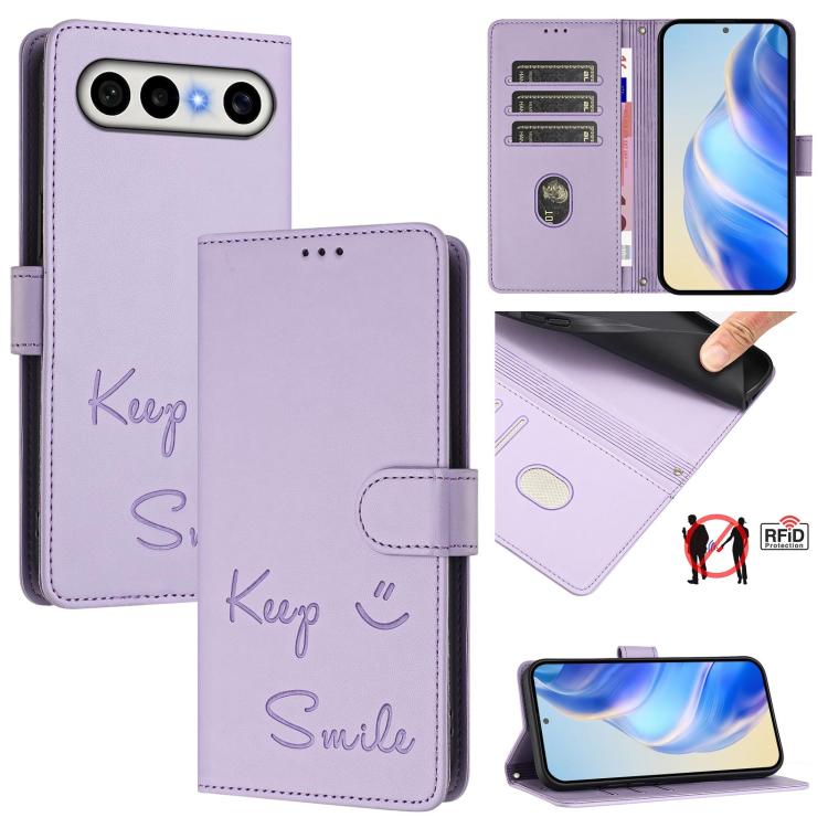Smile Embossing RFID Leather Phone Case, For vivo X300 FE / S50 Pro mini 5G, For vivo X300s, For vivo Y21 5G 2026 / vivo Y05 4G, For vivo V70 FE 5G, For vivo X300 Ultra, For vivo X300 Pro 5G, For vivo X300 5G, For vivo Y31 5G Global