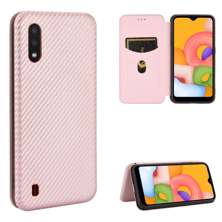 Carbon Fiber Texture Magnetic Horizontal Flip TPU + PC + PU Leather Case with Rope & Card Slot, For Samsung Galaxy A01, For Samsung Galaxy A7(2018) / A750, For Samsung Galaxy A20s, For Samsung Galaxy A21(Eurasian Version), For Samsung Galaxy A31       ...