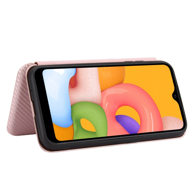 Carbon Fiber Texture Magnetic Horizontal Flip TPU + PC + PU Leather Case with Rope & Card Slot, For Samsung Galaxy A01, For Samsung Galaxy A7(2018) / A750, For Samsung Galaxy A20s, For Samsung Galaxy A21(Eurasian Version), For Samsung Galaxy A31       ...