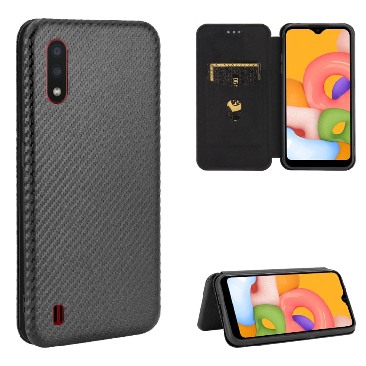 Carbon Fiber Texture Magnetic Horizontal Flip TPU + PC + PU Leather Case with Rope & Card Slot, For Samsung Galaxy A01, For Samsung Galaxy A7(2018) / A750, For Samsung Galaxy A20s, For Samsung Galaxy A21(Eurasian Version), For Samsung Galaxy A31       ...