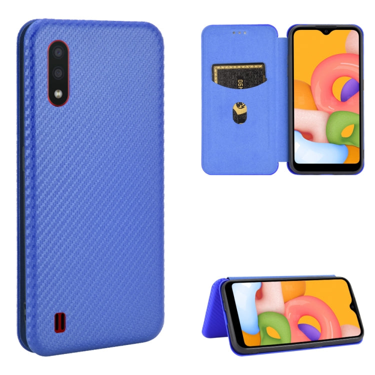 Carbon Fiber Texture Magnetic Horizontal Flip TPU + PC + PU Leather Case with Rope & Card Slot, For Samsung Galaxy A01, For Samsung Galaxy A7(2018) / A750, For Samsung Galaxy A20s, For Samsung Galaxy A21(Eurasian Version), For Samsung Galaxy A31       ...