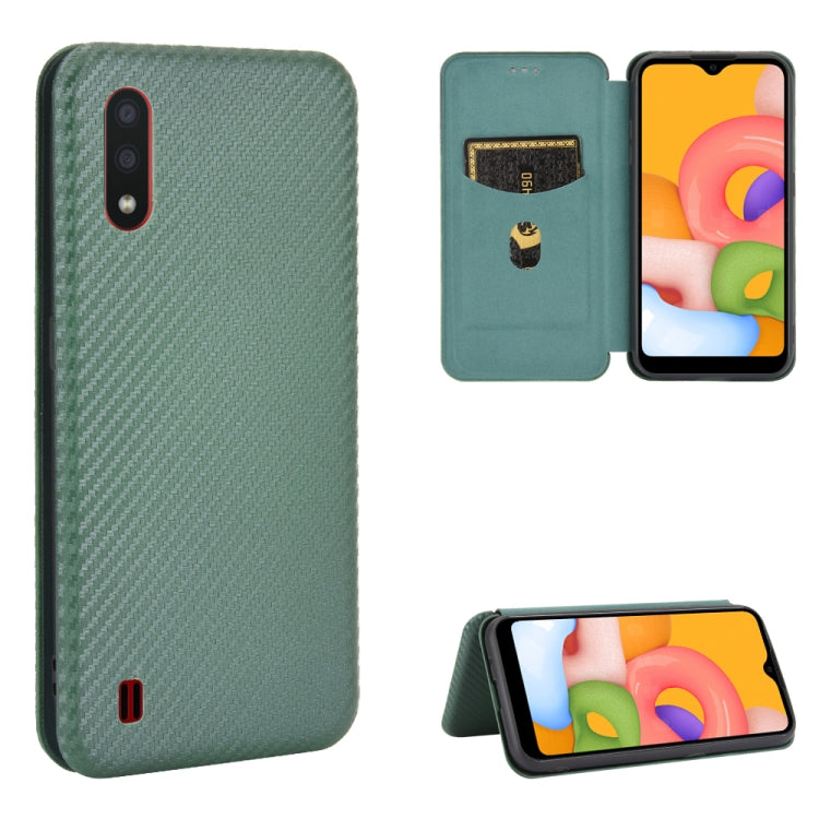 Carbon Fiber Texture Magnetic Horizontal Flip TPU + PC + PU Leather Case with Rope & Card Slot, For Samsung Galaxy A01, For Samsung Galaxy A7(2018) / A750, For Samsung Galaxy A20s, For Samsung Galaxy A21(Eurasian Version), For Samsung Galaxy A31       ...