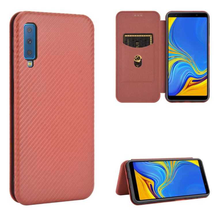 Carbon Fiber Texture Magnetic Horizontal Flip TPU + PC + PU Leather Case with Rope & Card Slot, For Samsung Galaxy A01, For Samsung Galaxy A7(2018) / A750, For Samsung Galaxy A20s, For Samsung Galaxy A21(Eurasian Version), For Samsung Galaxy A31       ...