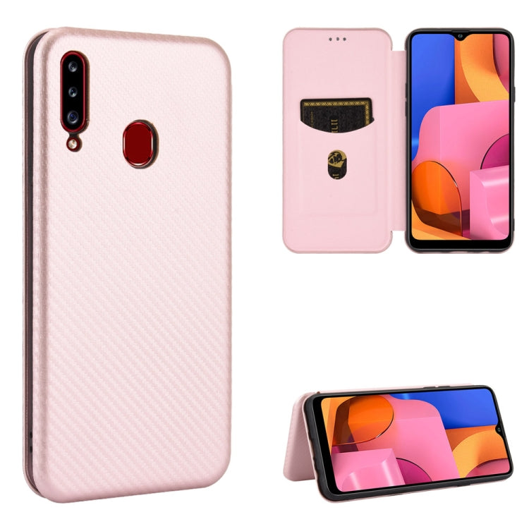 Carbon Fiber Texture Magnetic Horizontal Flip TPU + PC + PU Leather Case with Rope & Card Slot, For Samsung Galaxy A01, For Samsung Galaxy A7(2018) / A750, For Samsung Galaxy A20s, For Samsung Galaxy A21(Eurasian Version), For Samsung Galaxy A31       ...