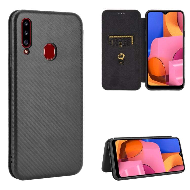 Carbon Fiber Texture Magnetic Horizontal Flip TPU + PC + PU Leather Case with Rope & Card Slot, For Samsung Galaxy A01, For Samsung Galaxy A7(2018) / A750, For Samsung Galaxy A20s, For Samsung Galaxy A21(Eurasian Version), For Samsung Galaxy A31       ...