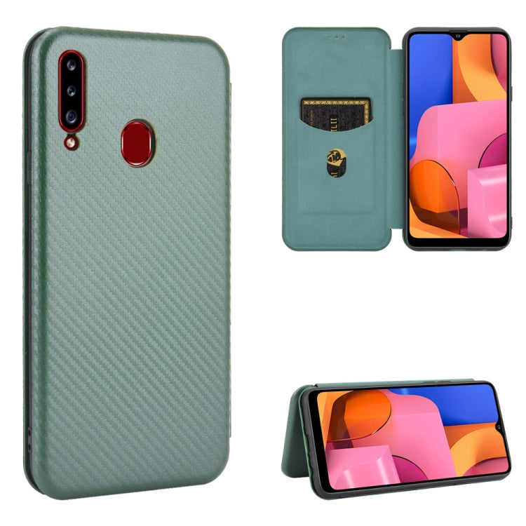 Carbon Fiber Texture Magnetic Horizontal Flip TPU + PC + PU Leather Case with Rope & Card Slot, For Samsung Galaxy A01, For Samsung Galaxy A7(2018) / A750, For Samsung Galaxy A20s, For Samsung Galaxy A21(Eurasian Version), For Samsung Galaxy A31       ...