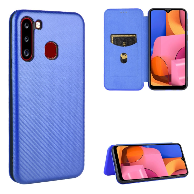 Carbon Fiber Texture Magnetic Horizontal Flip TPU + PC + PU Leather Case with Rope & Card Slot, For Samsung Galaxy A01, For Samsung Galaxy A7(2018) / A750, For Samsung Galaxy A20s, For Samsung Galaxy A21(Eurasian Version), For Samsung Galaxy A31       ...