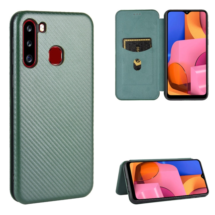 Carbon Fiber Texture Magnetic Horizontal Flip TPU + PC + PU Leather Case with Rope & Card Slot, For Samsung Galaxy A01, For Samsung Galaxy A7(2018) / A750, For Samsung Galaxy A20s, For Samsung Galaxy A21(Eurasian Version), For Samsung Galaxy A31       ...