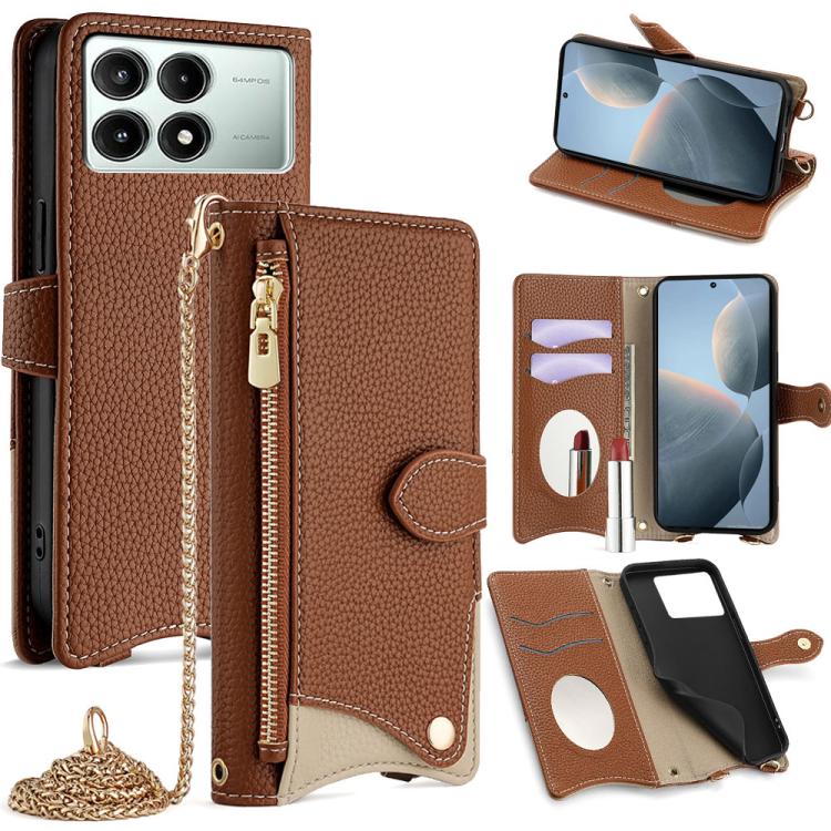 Crossbody Chain Fishtail Litchi Leather Phone Case, For Redmi Turbo 4 / Xiaomi Poco X7 Pro, For Redmi Note 14 Pro 4G, For Redmi Note 14 4G 163.25mm, For Redmi Note 13 4G, For Redmi K70E / Xiaomi Poco X6 Pro