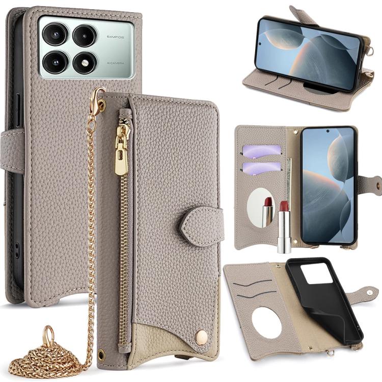 Crossbody Chain Fishtail Litchi Leather Phone Case, For Redmi Turbo 4 / Xiaomi Poco X7 Pro, For Redmi Note 14 Pro 4G, For Redmi Note 14 4G 163.25mm, For Redmi Note 13 4G, For Redmi K70E / Xiaomi Poco X6 Pro