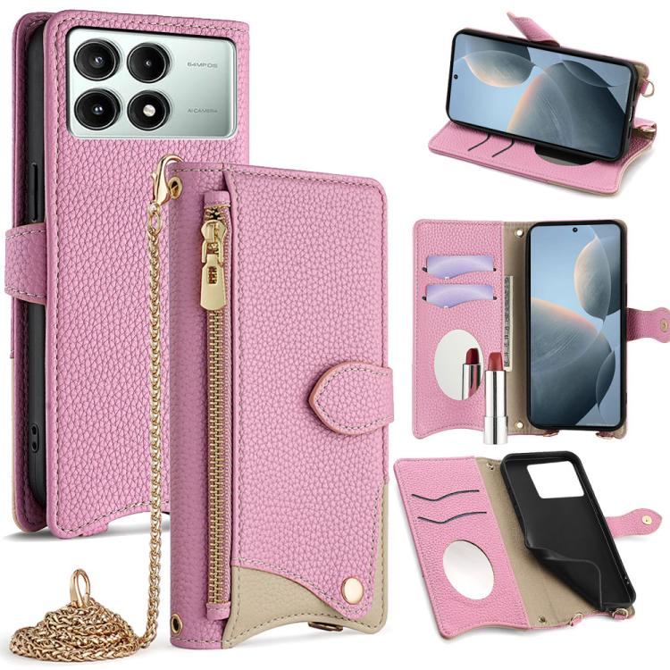 Crossbody Chain Fishtail Litchi Leather Phone Case, For Redmi Turbo 4 / Xiaomi Poco X7 Pro, For Redmi Note 14 Pro 4G, For Redmi Note 14 4G 163.25mm, For Redmi Note 13 4G, For Redmi K70E / Xiaomi Poco X6 Pro