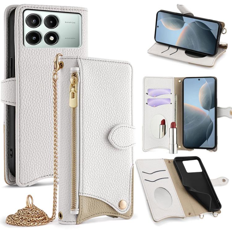 Crossbody Chain Fishtail Litchi Leather Phone Case, For Redmi Turbo 4 / Xiaomi Poco X7 Pro, For Redmi Note 14 Pro 4G, For Redmi Note 14 4G 163.25mm, For Redmi Note 13 4G, For Redmi K70E / Xiaomi Poco X6 Pro