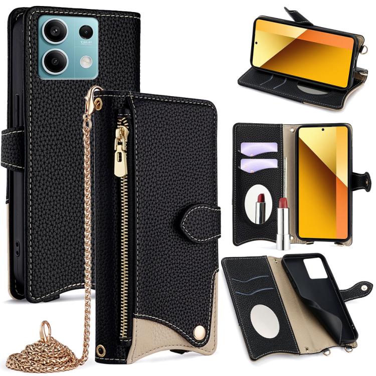 Crossbody Chain Fishtail Litchi Leather Phone Case, For Redmi Turbo 4 / Xiaomi Poco X7 Pro, For Redmi Note 14 Pro 4G, For Redmi Note 14 4G 163.25mm, For Redmi Note 13 4G, For Redmi K70E / Xiaomi Poco X6 Pro