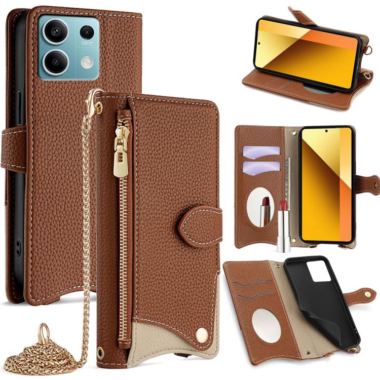 Crossbody Chain Fishtail Litchi Leather Phone Case, For Redmi Turbo 4 / Xiaomi Poco X7 Pro, For Redmi Note 14 Pro 4G, For Redmi Note 14 4G 163.25mm, For Redmi Note 13 4G, For Redmi K70E / Xiaomi Poco X6 Pro