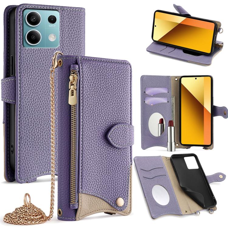 Crossbody Chain Fishtail Litchi Leather Phone Case, For Redmi Turbo 4 / Xiaomi Poco X7 Pro, For Redmi Note 14 Pro 4G, For Redmi Note 14 4G 163.25mm, For Redmi Note 13 4G, For Redmi K70E / Xiaomi Poco X6 Pro