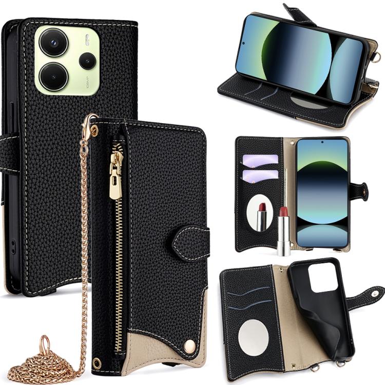 Crossbody Chain Fishtail Litchi Leather Phone Case, For Redmi Turbo 4 / Xiaomi Poco X7 Pro, For Redmi Note 14 Pro 4G, For Redmi Note 14 4G 163.25mm, For Redmi Note 13 4G, For Redmi K70E / Xiaomi Poco X6 Pro