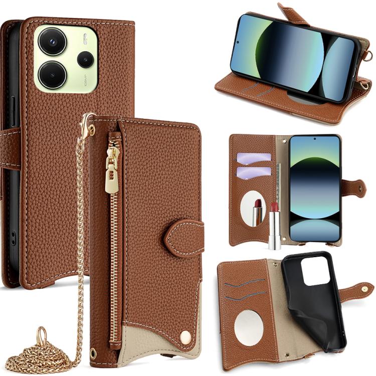 Crossbody Chain Fishtail Litchi Leather Phone Case, For Redmi Turbo 4 / Xiaomi Poco X7 Pro, For Redmi Note 14 Pro 4G, For Redmi Note 14 4G 163.25mm, For Redmi Note 13 4G, For Redmi K70E / Xiaomi Poco X6 Pro