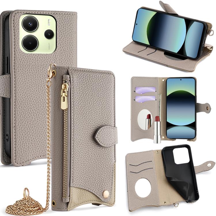 Crossbody Chain Fishtail Litchi Leather Phone Case, For Redmi Turbo 4 / Xiaomi Poco X7 Pro, For Redmi Note 14 Pro 4G, For Redmi Note 14 4G 163.25mm, For Redmi Note 13 4G, For Redmi K70E / Xiaomi Poco X6 Pro