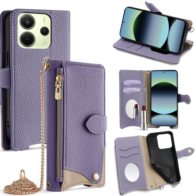 Crossbody Chain Fishtail Litchi Leather Phone Case, For Redmi Turbo 4 / Xiaomi Poco X7 Pro, For Redmi Note 14 Pro 4G, For Redmi Note 14 4G 163.25mm, For Redmi Note 13 4G, For Redmi K70E / Xiaomi Poco X6 Pro