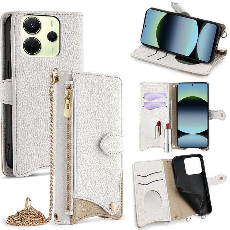 Crossbody Chain Fishtail Litchi Leather Phone Case, For Redmi Turbo 4 / Xiaomi Poco X7 Pro, For Redmi Note 14 Pro 4G, For Redmi Note 14 4G 163.25mm, For Redmi Note 13 4G, For Redmi K70E / Xiaomi Poco X6 Pro