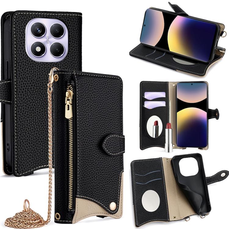 Crossbody Chain Fishtail Litchi Leather Phone Case, For Redmi Turbo 4 / Xiaomi Poco X7 Pro, For Redmi Note 14 Pro 4G, For Redmi Note 14 4G 163.25mm, For Redmi Note 13 4G, For Redmi K70E / Xiaomi Poco X6 Pro