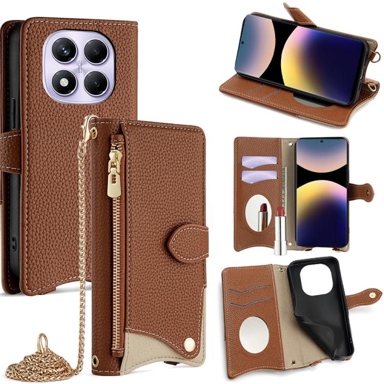 Crossbody Chain Fishtail Litchi Leather Phone Case, For Redmi Turbo 4 / Xiaomi Poco X7 Pro, For Redmi Note 14 Pro 4G, For Redmi Note 14 4G 163.25mm, For Redmi Note 13 4G, For Redmi K70E / Xiaomi Poco X6 Pro