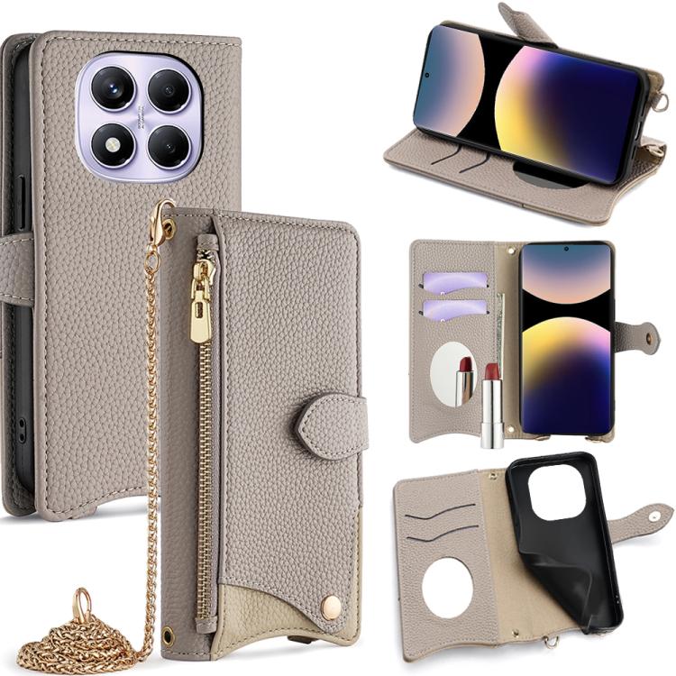 Crossbody Chain Fishtail Litchi Leather Phone Case, For Redmi Turbo 4 / Xiaomi Poco X7 Pro, For Redmi Note 14 Pro 4G, For Redmi Note 14 4G 163.25mm, For Redmi Note 13 4G, For Redmi K70E / Xiaomi Poco X6 Pro