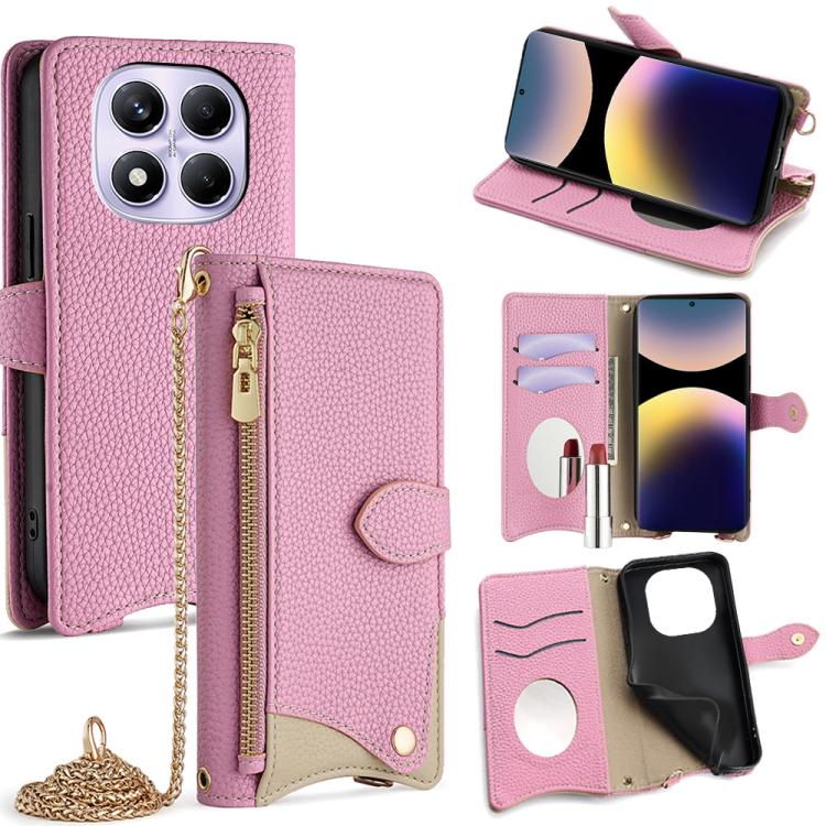 Crossbody Chain Fishtail Litchi Leather Phone Case, For Redmi Turbo 4 / Xiaomi Poco X7 Pro, For Redmi Note 14 Pro 4G, For Redmi Note 14 4G 163.25mm, For Redmi Note 13 4G, For Redmi K70E / Xiaomi Poco X6 Pro