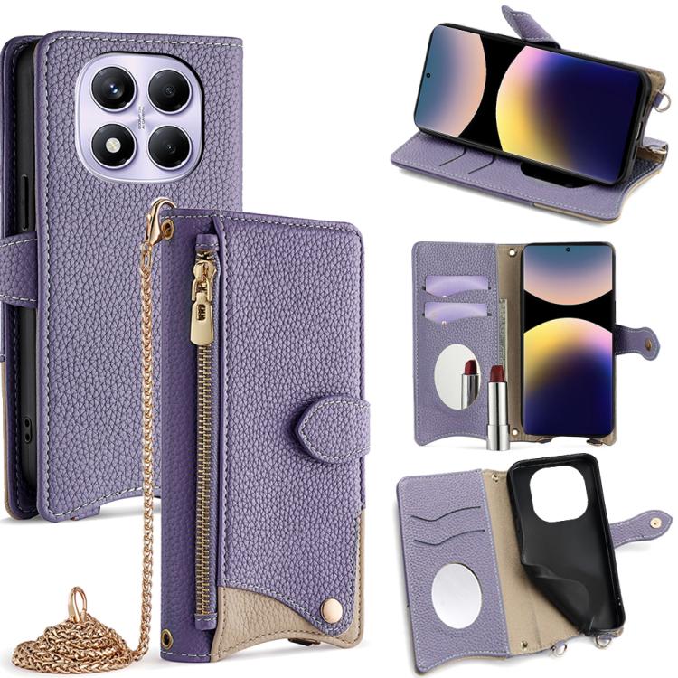 Crossbody Chain Fishtail Litchi Leather Phone Case, For Redmi Turbo 4 / Xiaomi Poco X7 Pro, For Redmi Note 14 Pro 4G, For Redmi Note 14 4G 163.25mm, For Redmi Note 13 4G, For Redmi K70E / Xiaomi Poco X6 Pro