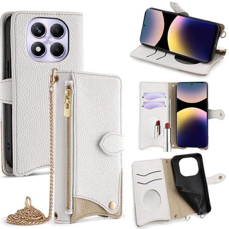 Crossbody Chain Fishtail Litchi Leather Phone Case, For Redmi Turbo 4 / Xiaomi Poco X7 Pro, For Redmi Note 14 Pro 4G, For Redmi Note 14 4G 163.25mm, For Redmi Note 13 4G, For Redmi K70E / Xiaomi Poco X6 Pro