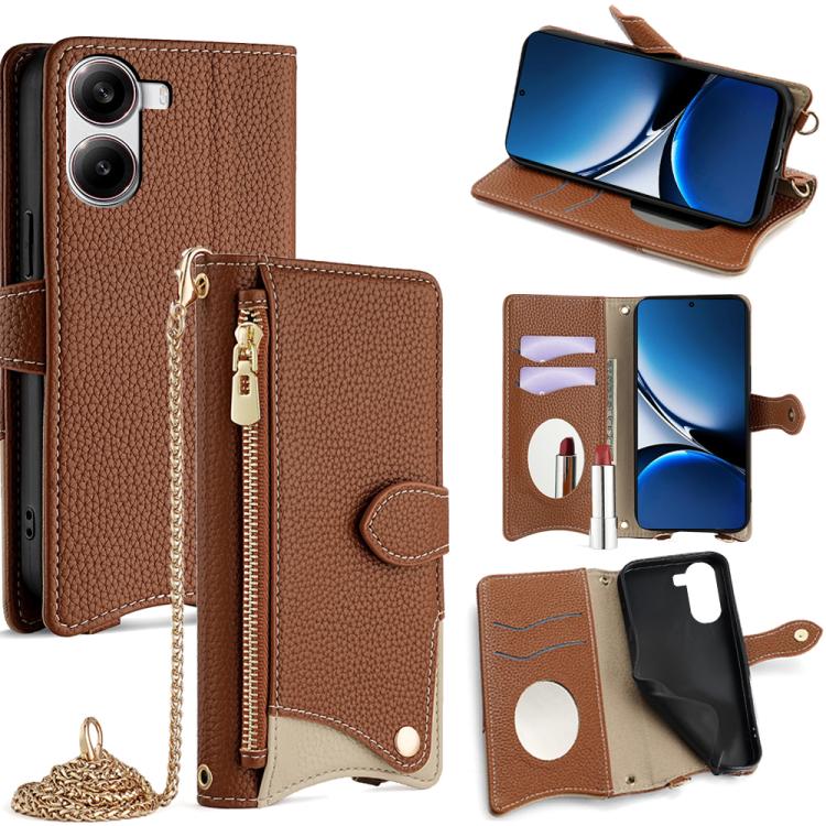 Crossbody Chain Fishtail Litchi Leather Phone Case, For Redmi Turbo 4 / Xiaomi Poco X7 Pro, For Redmi Note 14 Pro 4G, For Redmi Note 14 4G 163.25mm, For Redmi Note 13 4G, For Redmi K70E / Xiaomi Poco X6 Pro