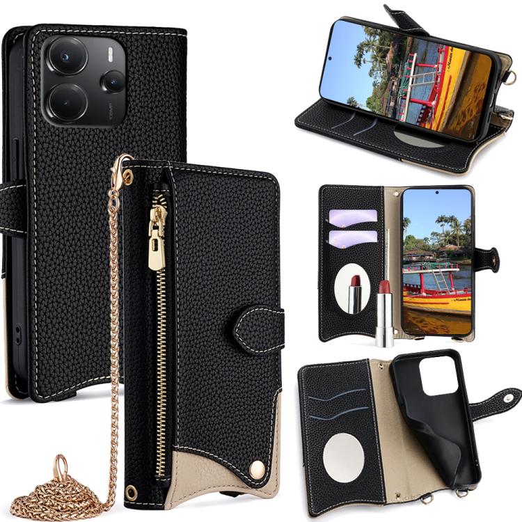 Crossbody Chain Fishtail Litchi Leather Phone Case, For Redmi K90, For Redmi K90 Pro Max, For Redmi 15C 5G / 4G EU 173mm / Poco C85 5G, For Redmi 15C 5G / 4G Global 171mm / Poco C85 4G, For Redmi K80 Ultra, For Redmi A5 4G 171.7mm, For Redmi Note 14S 4...