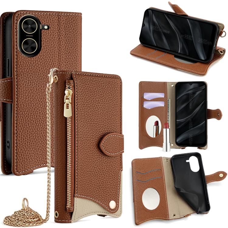Crossbody Chain Fishtail Litchi Leather Phone Case, For Redmi K90, For Redmi K90 Pro Max, For Redmi 15C 5G / 4G EU 173mm / Poco C85 5G, For Redmi 15C 5G / 4G Global 171mm / Poco C85 4G, For Redmi K80 Ultra, For Redmi A5 4G 171.7mm, For Redmi Note 14S 4...