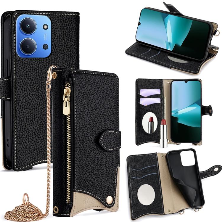 Crossbody Chain Fishtail Litchi Leather Phone Case, For Redmi K90, For Redmi K90 Pro Max, For Redmi 15C 5G / 4G EU 173mm / Poco C85 5G, For Redmi 15C 5G / 4G Global 171mm / Poco C85 4G, For Redmi K80 Ultra, For Redmi A5 4G 171.7mm, For Redmi Note 14S 4...