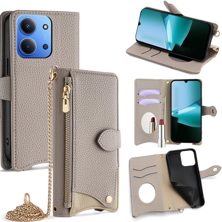 Crossbody Chain Fishtail Litchi Leather Phone Case, For Redmi K90, For Redmi K90 Pro Max, For Redmi 15C 5G / 4G EU 173mm / Poco C85 5G, For Redmi 15C 5G / 4G Global 171mm / Poco C85 4G, For Redmi K80 Ultra, For Redmi A5 4G 171.7mm, For Redmi Note 14S 4...