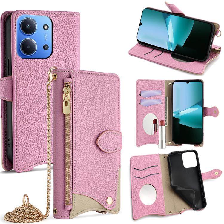 Crossbody Chain Fishtail Litchi Leather Phone Case, For Redmi K90, For Redmi K90 Pro Max, For Redmi 15C 5G / 4G EU 173mm / Poco C85 5G, For Redmi 15C 5G / 4G Global 171mm / Poco C85 4G, For Redmi K80 Ultra, For Redmi A5 4G 171.7mm, For Redmi Note 14S 4...