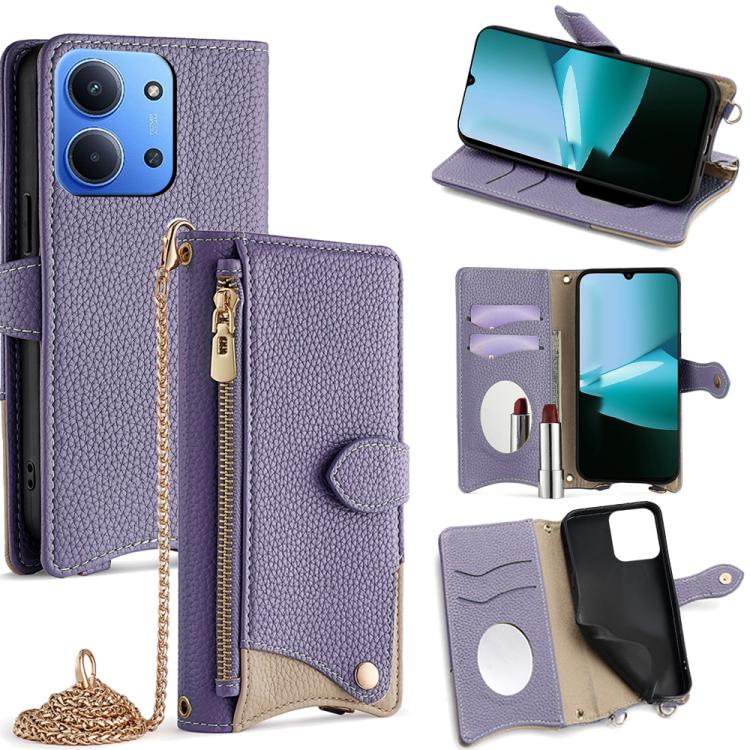 Crossbody Chain Fishtail Litchi Leather Phone Case, For Redmi K90, For Redmi K90 Pro Max, For Redmi 15C 5G / 4G EU 173mm / Poco C85 5G, For Redmi 15C 5G / 4G Global 171mm / Poco C85 4G, For Redmi K80 Ultra, For Redmi A5 4G 171.7mm, For Redmi Note 14S 4...