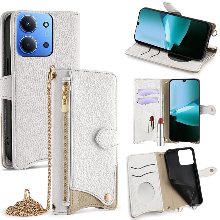 Crossbody Chain Fishtail Litchi Leather Phone Case, For Redmi K90, For Redmi K90 Pro Max, For Redmi 15C 5G / 4G EU 173mm / Poco C85 5G, For Redmi 15C 5G / 4G Global 171mm / Poco C85 4G, For Redmi K80 Ultra, For Redmi A5 4G 171.7mm, For Redmi Note 14S 4...