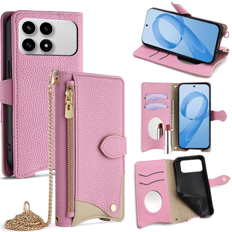 Crossbody Chain Fishtail Litchi Leather Phone Case, For Redmi K90, For Redmi K90 Pro Max, For Redmi 15C 5G / 4G EU 173mm / Poco C85 5G, For Redmi 15C 5G / 4G Global 171mm / Poco C85 4G, For Redmi K80 Ultra, For Redmi A5 4G 171.7mm, For Redmi Note 14S 4...