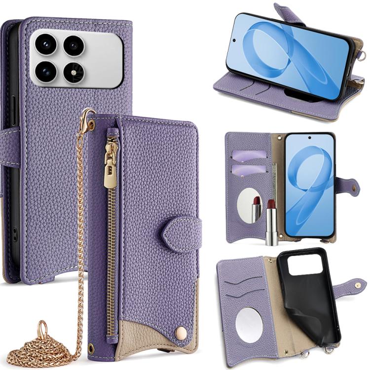 Crossbody Chain Fishtail Litchi Leather Phone Case, For Redmi K90, For Redmi K90 Pro Max, For Redmi 15C 5G / 4G EU 173mm / Poco C85 5G, For Redmi 15C 5G / 4G Global 171mm / Poco C85 4G, For Redmi K80 Ultra, For Redmi A5 4G 171.7mm, For Redmi Note 14S 4...