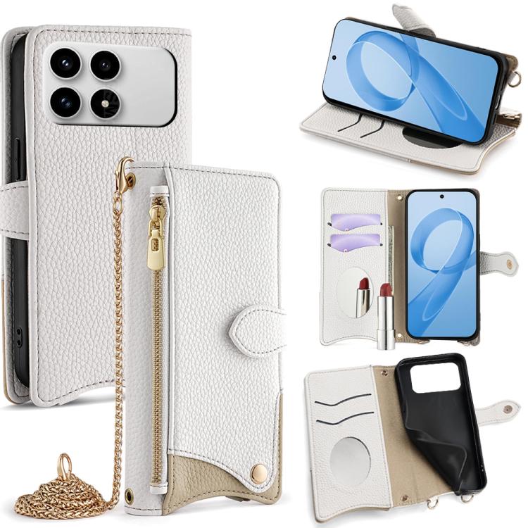 Crossbody Chain Fishtail Litchi Leather Phone Case, For Redmi K90, For Redmi K90 Pro Max, For Redmi 15C 5G / 4G EU 173mm / Poco C85 5G, For Redmi 15C 5G / 4G Global 171mm / Poco C85 4G, For Redmi K80 Ultra, For Redmi A5 4G 171.7mm, For Redmi Note 14S 4...