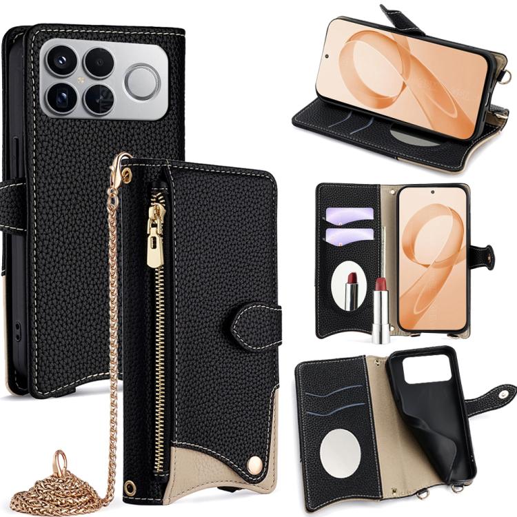 Crossbody Chain Fishtail Litchi Leather Phone Case, For Redmi K90, For Redmi K90 Pro Max, For Redmi 15C 5G / 4G EU 173mm / Poco C85 5G, For Redmi 15C 5G / 4G Global 171mm / Poco C85 4G, For Redmi K80 Ultra, For Redmi A5 4G 171.7mm, For Redmi Note 14S 4...