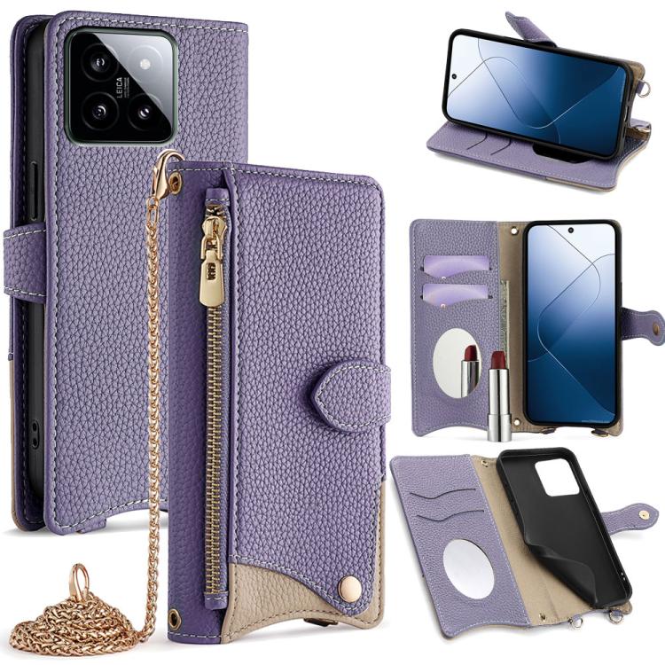 Crossbody Chain Fishtail Litchi Leather Phone Case, For Xiaomi 17 Pro Max, For Xiaomi 17 Pro, For Xiaomi 17, For Xiaomi Civi 5 Pro, For Xiaomi 15 Ultra, For Xiaomi 14
