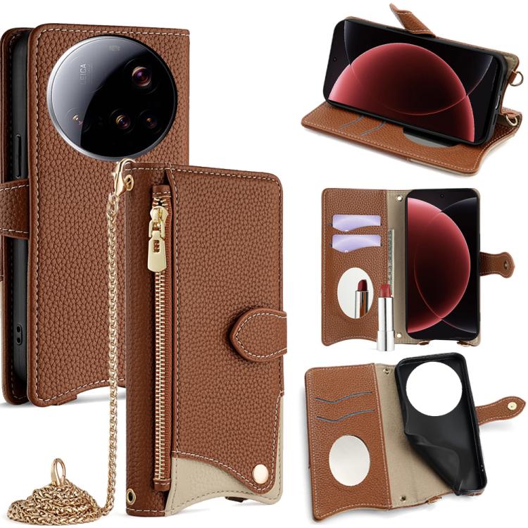 Crossbody Chain Fishtail Litchi Leather Phone Case, For Xiaomi 17 Pro Max, For Xiaomi 17 Pro, For Xiaomi 17, For Xiaomi Civi 5 Pro, For Xiaomi 15 Ultra, For Xiaomi 14